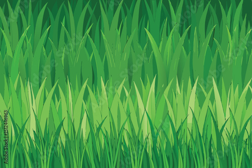 Seamless green grass texture illustration with a playful cat perfect for backgrounds digital paper and nature themed designs in high