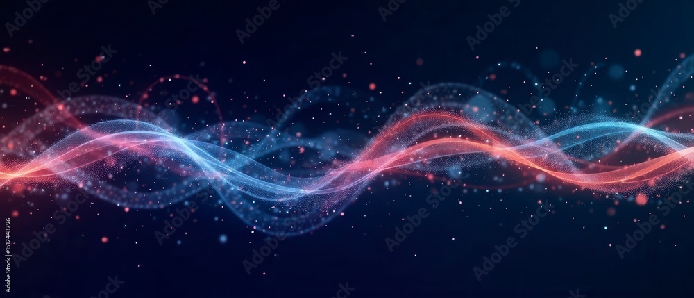 Obraz premium Abstract Red and Blue Particle Waves