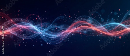 Abstract Red and Blue Particle Waves