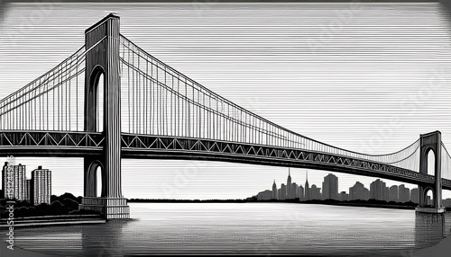 throgs neck bridge new york city black and white image photo