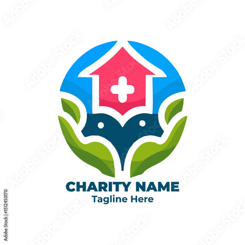 Charity logo, kindness symbol, nonprofit branding, donation icon, fundraising emblem, humanitarian design, volunteer badge, outreach graphic, social cause illustration for support projects