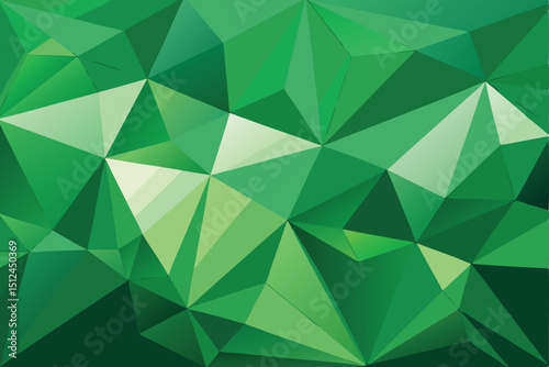 Abstract Low Poly Triangular Landscape Rumpled Grass Green Geometric Design with a Modern Minimalist Style for Backgrounds and Creative Projects