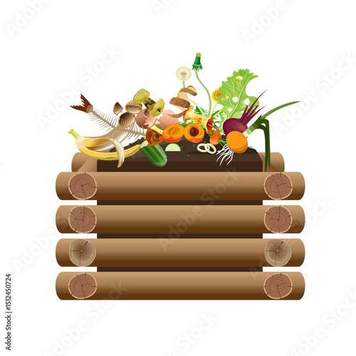 Frame made of logs for disposal organic waste