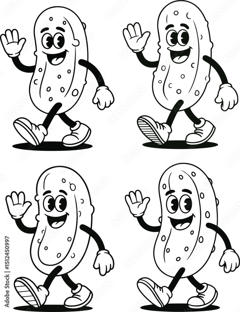 Naklejka premium Funny pickle character vector illustration