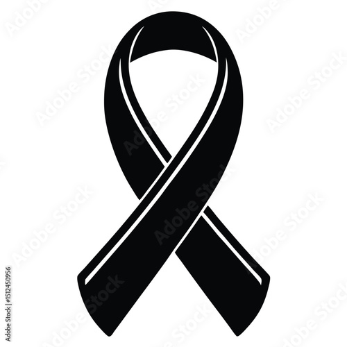 Black Awareness Ribbon Symbol of Remembrance and Support