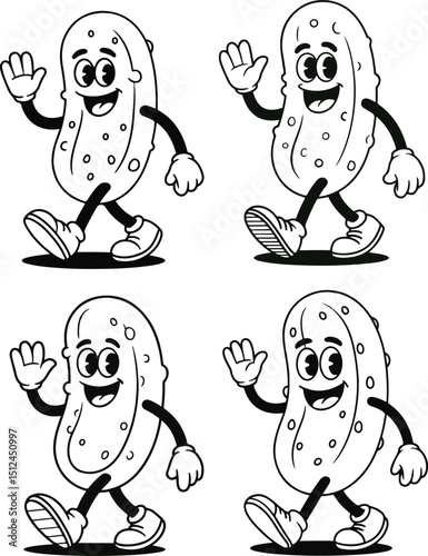 Funny pickle character vector illustration