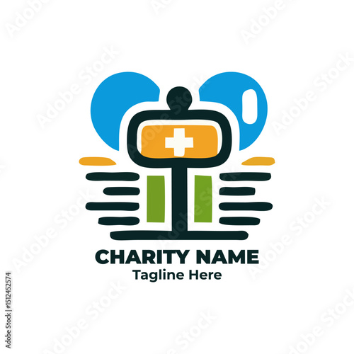 Charity logo, outreach graphic, nonprofit branding, donation symbol, fundraising emblem, humanitarian design, kindness badge, volunteer icon, social cause illustration for support and aid projects