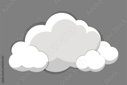 Vector illustration of white clouds on a gray sky background perfect for adding a serene and calming atmosphere to your