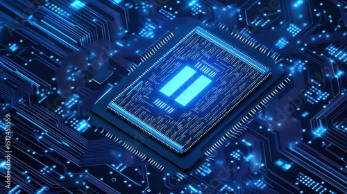 Wallpaper Mural AI chip background on technology blue background. Circuit board. Ai Tech bg. Semiconductor or CPU processor. Artificial intelligence concept. Abstract digital vector illustration. Big data. Torontodigital.ca