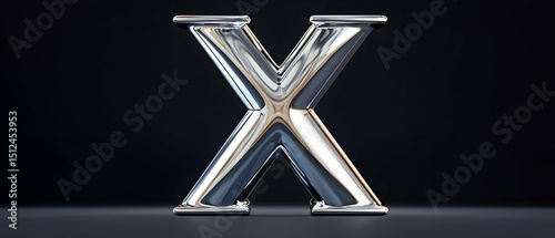 Metallic Silver Capital Letter X
