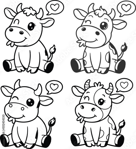 Baby cow cartoon vector illustration