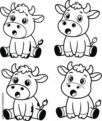 Adorable cow drawing vector illustration