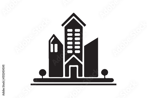 Building silhouette art vector on white background