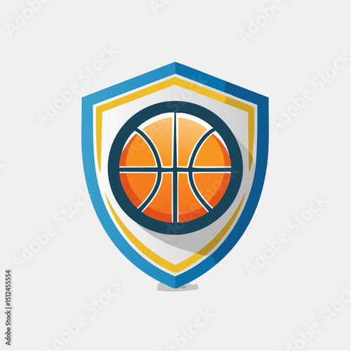 Basketball Team Logo with Mascot and Ball in Shield
