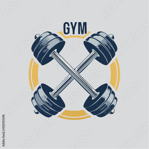 Gym Logo with Crossed Dumbbells and Bold Font