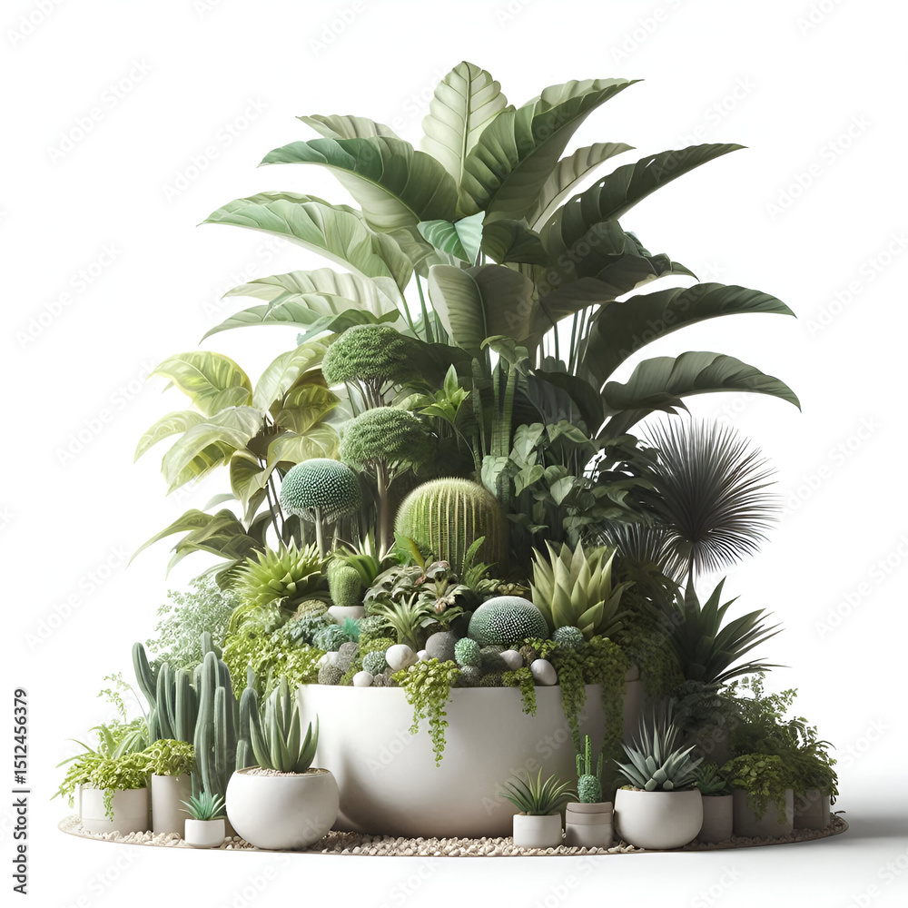 Obraz premium Tropical Potted Palm Plant in Minimalist White Pot