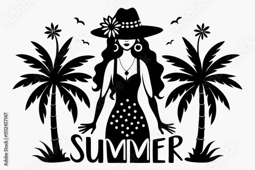 boho summer sihouette black vector