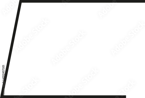 A thick outlined horizontal rectangle with a slightly sloping side and no side opening.
