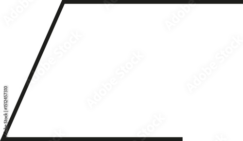 A thick outlined horizontal rectangle with sloping sides and no side opening.