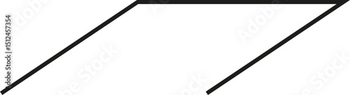 A thick outlined long horizontal rectangle with an exceptionally steep sloping side and no side opening.