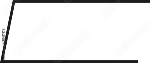 A thick outlined long horizontal rectangle with slightly sloping sides and no side opening.