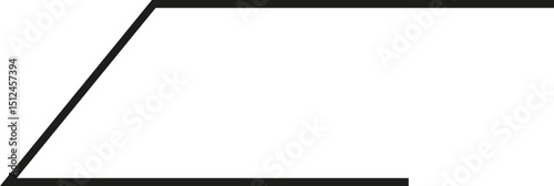 A thick outlined long horizontal rectangle with a sloping side and no side opening.