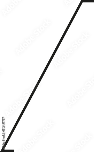 A thick outlined long vertical rectangle with a very steep sloping side and no side opening.