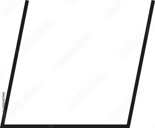 A thick outlined square missing one side, with a slightly sloping side.