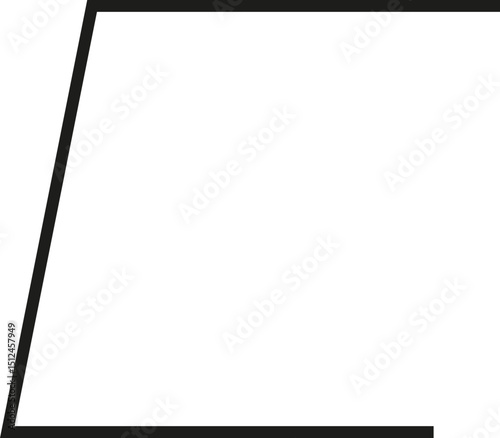 A thick outlined square missing one side, with slightly sloping sides.
