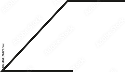 A thick outlined square missing one side, with a very steep sloping side.