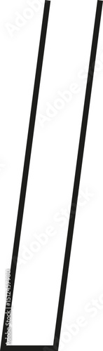 A thick outlined long vertical rectangle with a gently sloping side and no side opening.