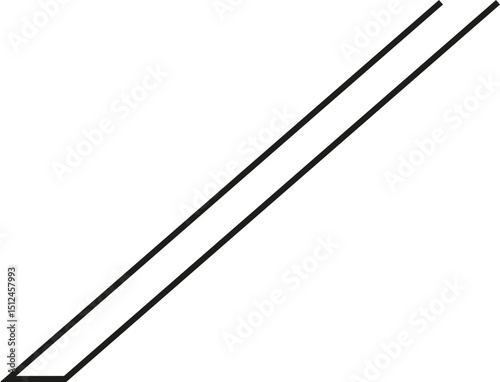 A thick outlined long vertical rectangle with extremely sloping sides and no side opening.