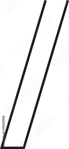 A thick outlined long vertical rectangle with a sloping side and no side opening.