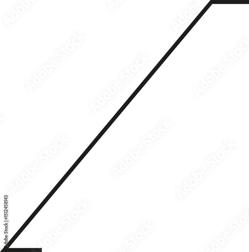 A thick outlined long vertical rectangle with a very steep sloping side and no side opening.