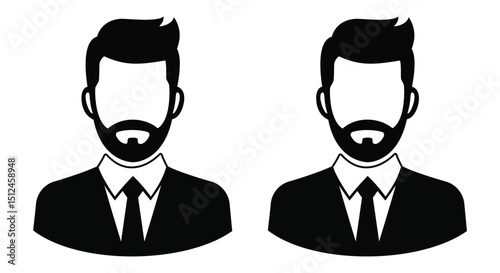 A duo of professional male avatar icons with beards and suits, perfect for user profiles, business directories, or representing male staff