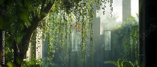 Overgrown Lush Green Hanging Plants
