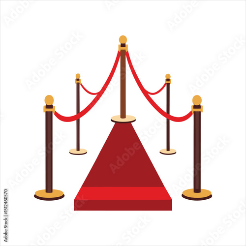  Red Carpet Stanchion with Velvet Ropes Vector