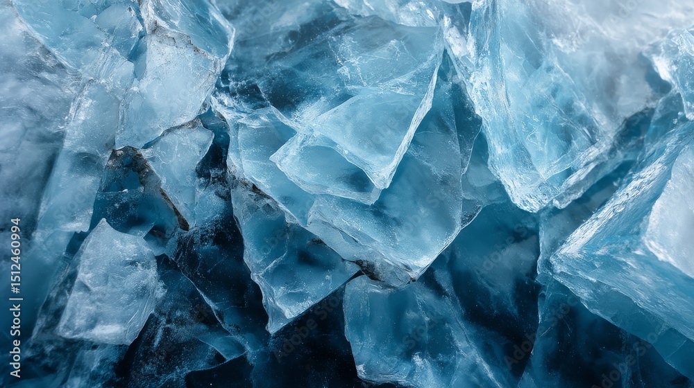 Obraz premium Abstract Blue Ice Chunks Close-Up Texture, Glacial Ice, Frozen Landscape, Winter, Nature Photography Glacial Ice, Winter Photography