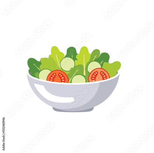 Fresh green salad with tomatoes and cucumbers in bowl