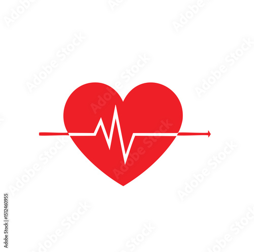 Red heart with heartbeat line graphic design