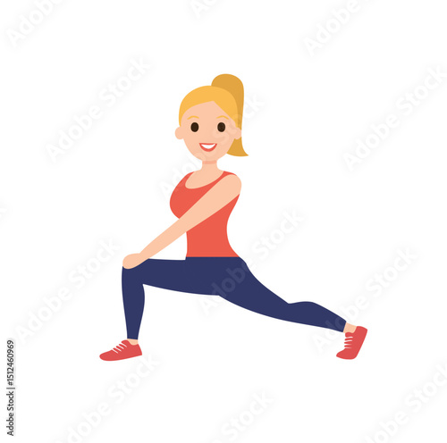 Happy woman stretching legs fitness exercise workout