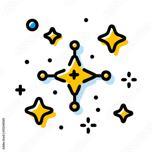 Abstract colorful stars and sparkles in modern flat design  