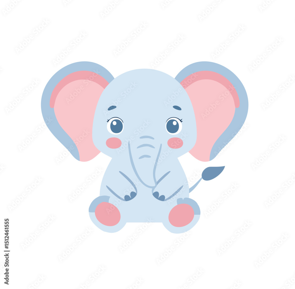 Adorable baby elephant sitting cartoon illustration Adorable baby elephant sitting cartoon illustration