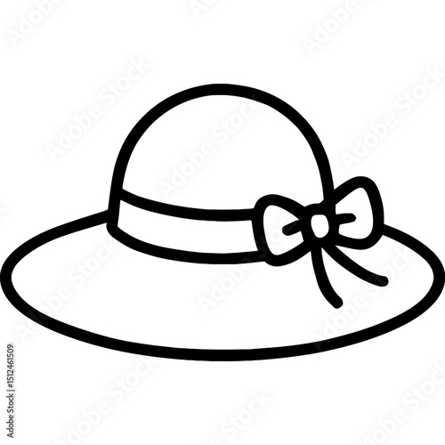 Clean outline of a sunhat for travel iconography