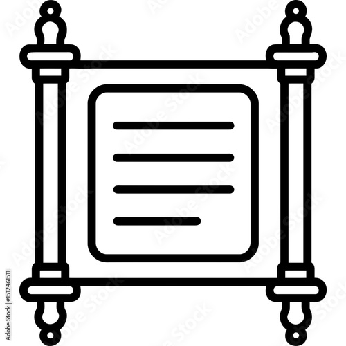Outline of ornamental scripture scroll icon