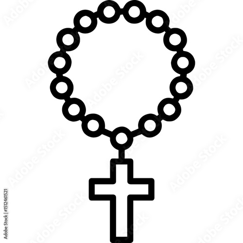 Minimalist rosary cross icon design