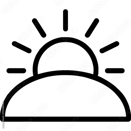 Sunrise over hills vector symbol