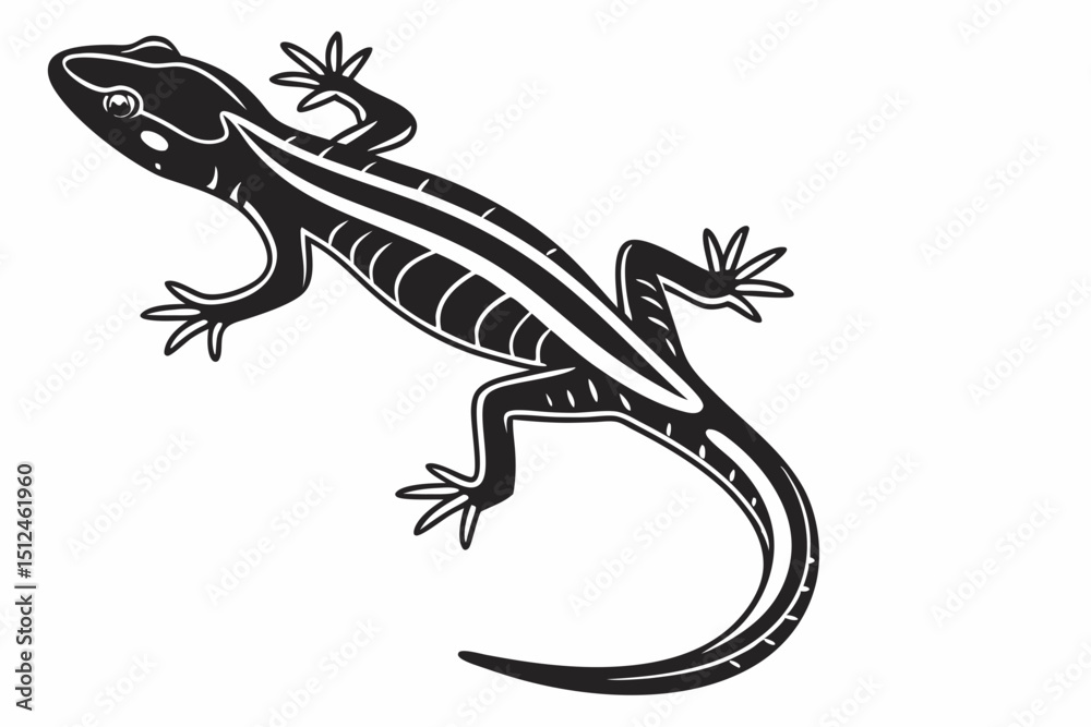 Naklejka premium green salamander sihouette black vector