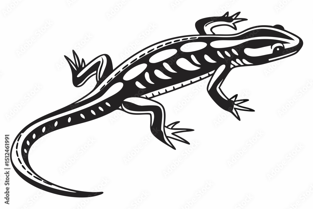 Naklejka premium green salamander sihouette black vector