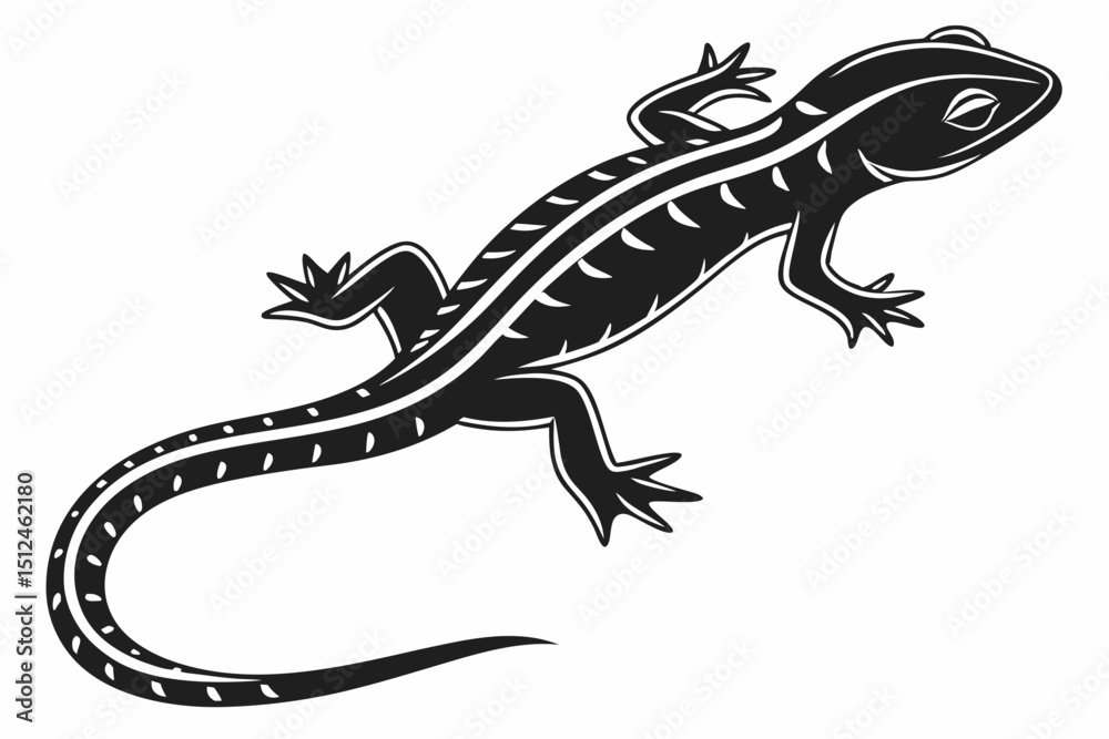 Naklejka premium green salamander sihouette black vector